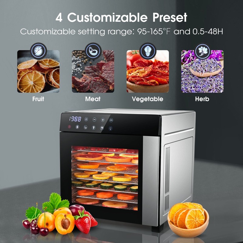 8 Trays Food Dehydrator Machine Stainless Steel 600W for Jerky/Fruit/Vegetable gallery