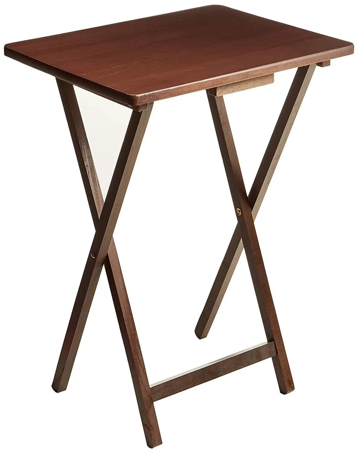 Folding TV Tray Table, Rubberwood, Walnut, 19" X 14.5" X 26", Indoor, 1 Piece gallery