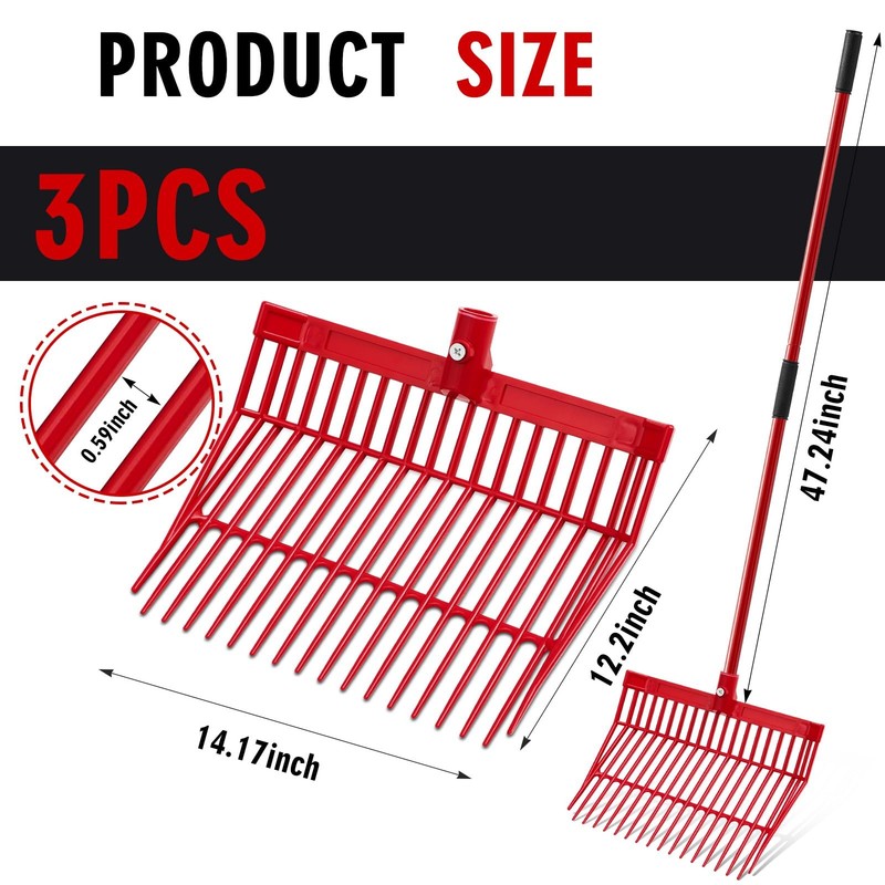 3 Sets Manure Fork with Long Handle, ABS Plastic Head & Metal Handle, Pitch F... gallery