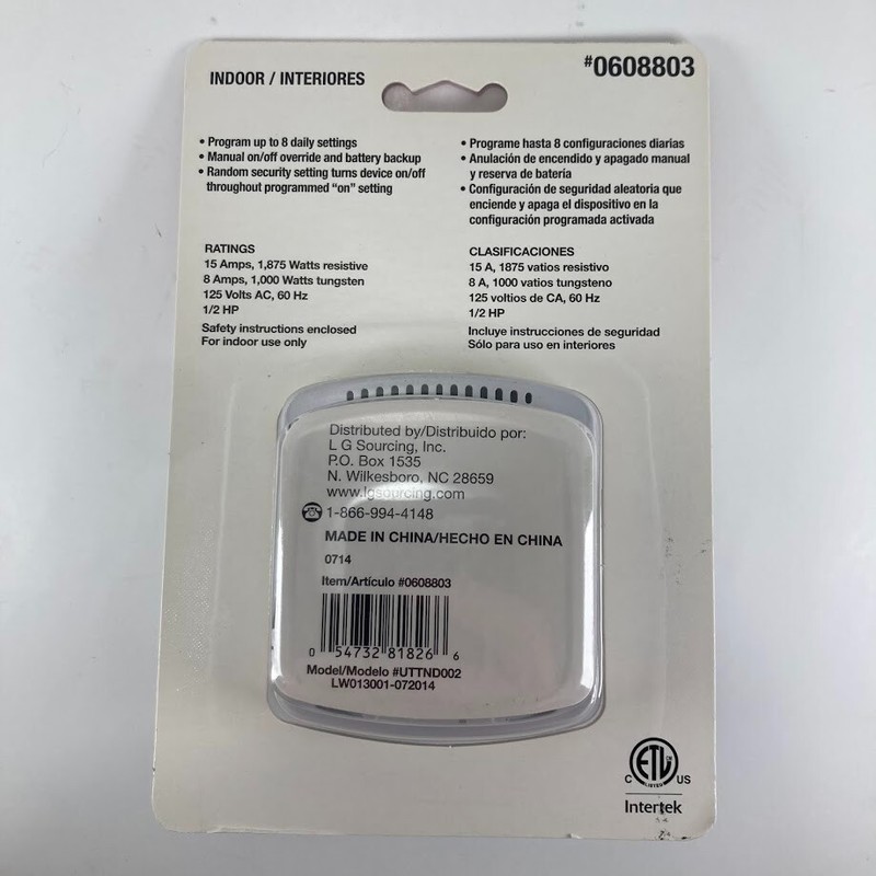 Indoor Programmable Timer 7-Day Digital Utilitech 8 Daily Settings #0608803 gallery