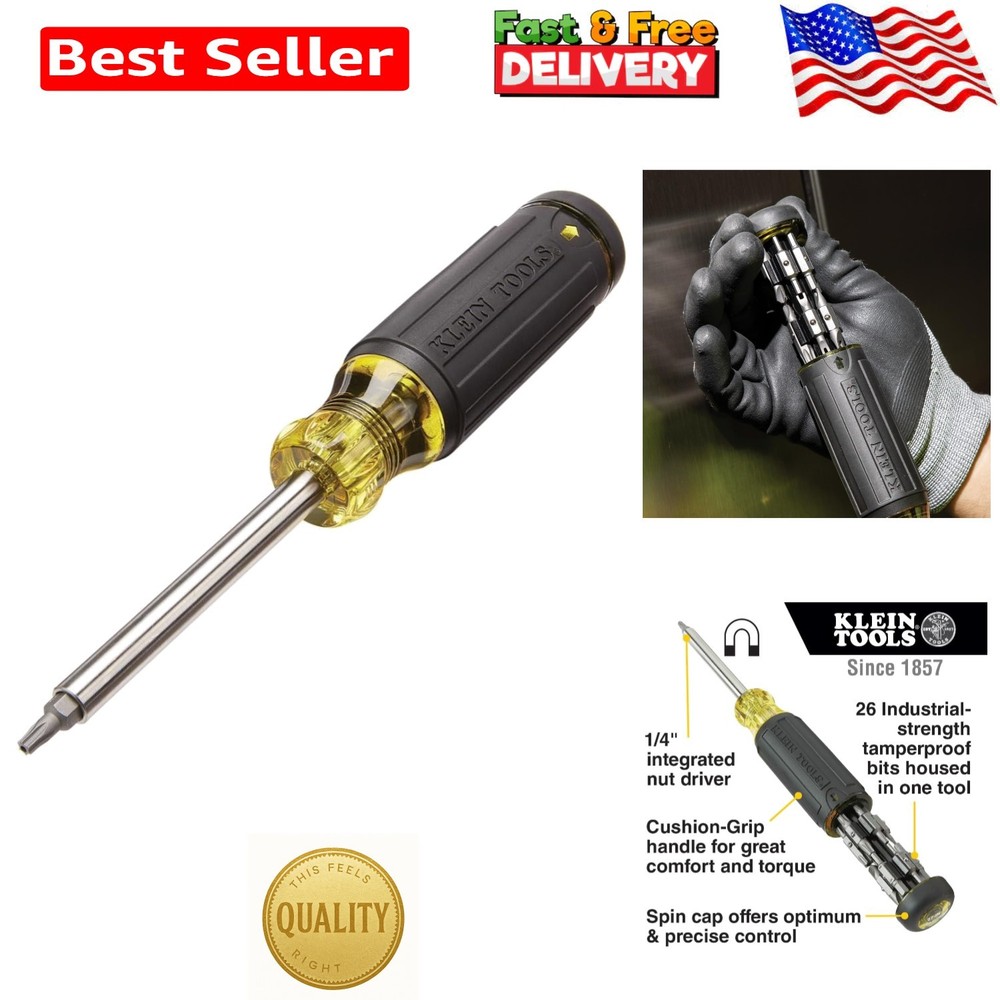 Professional Multi-Bit Screwdriver with Rare-Earth Magnet and Tamperproof Bits