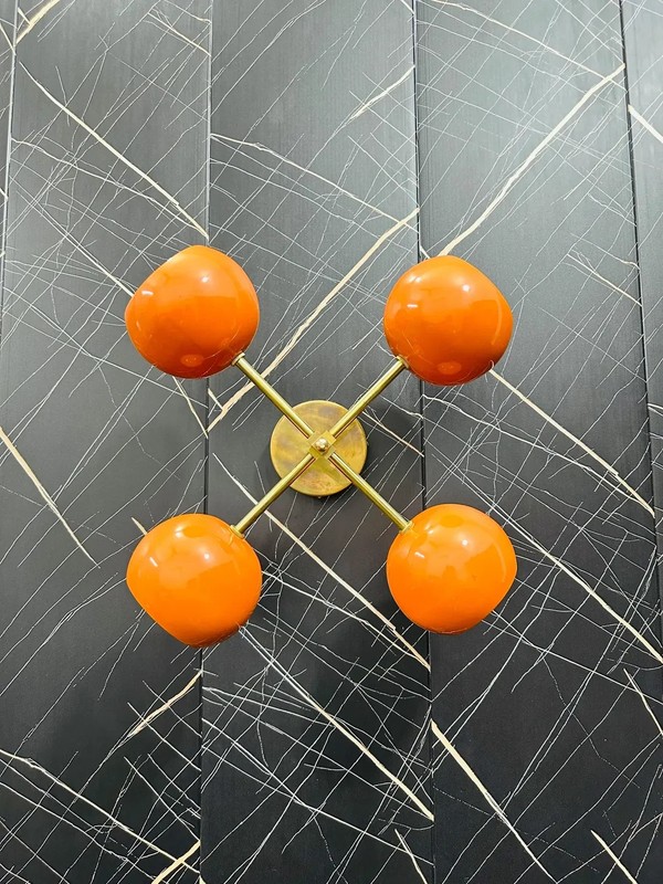 Modern Brass Sputnik Wall Sconce Orange Mid-Century Light Fixture Retro Decor gallery