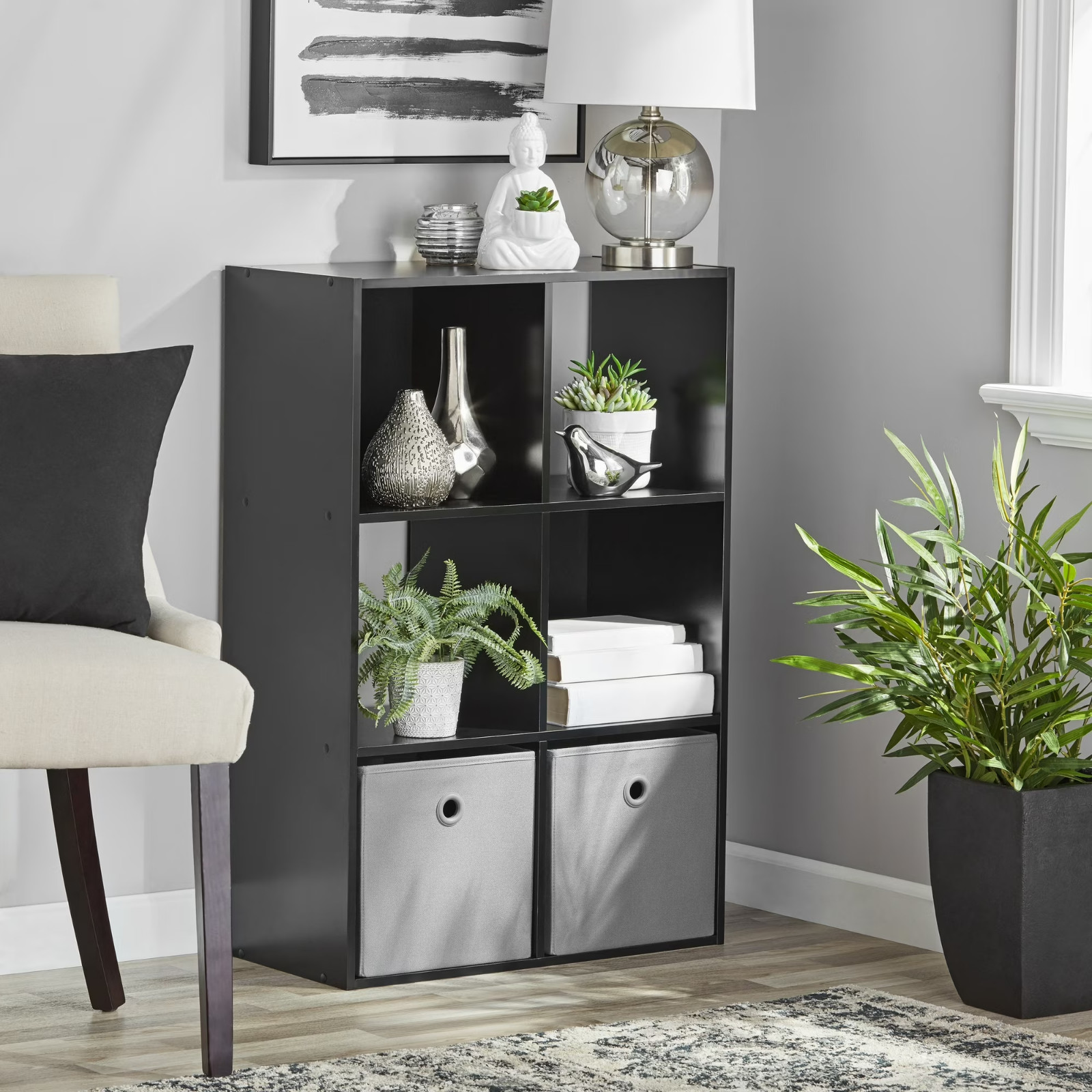Mainstays 6-Cube Black Storage Organizer, Bookshelf, Shelves gallery
