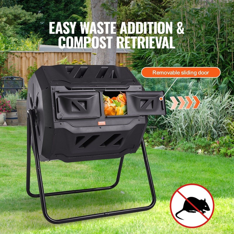 43gal Two-Section Tumbling Composter, 110lb Load, UV-Resistant gallery
