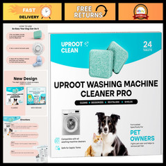 Washing Machine Cleaner Tablets – 24 Pack, Pet Safe, HE & Front Load Compatible,