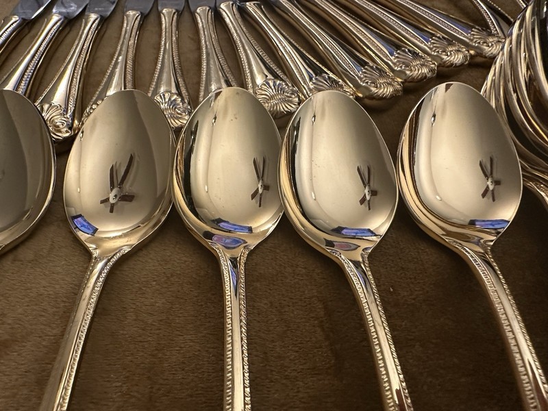 Gold Electroplate Shell Rope Flatware Set Made in Japan gallery