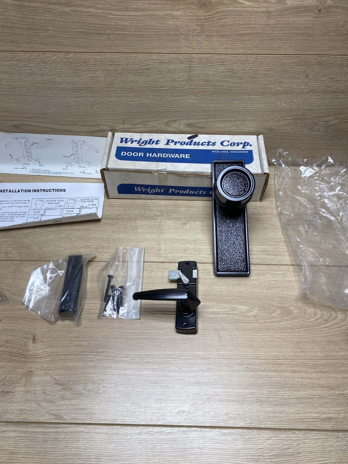 NOS Wright W888BD Black Storm Door Handle Latch Set In Box Complete USA gallery
