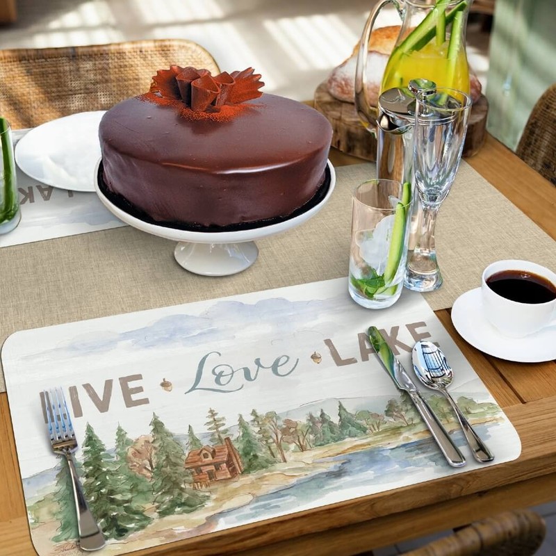 CounterArt Reversible Plastic Placemats, Rustic Lake, Set of 4 gallery