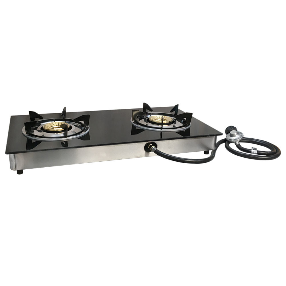 Portable 28" Glass Top Propane Double Stove Dual Gas 2 Burner 20,000 BTU/h gallery