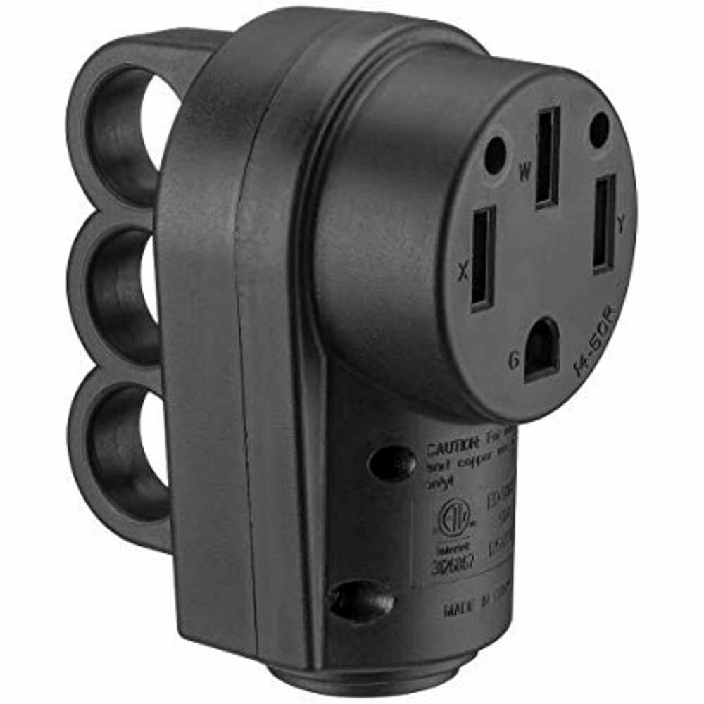 50AMP RV Replacement Female Plug with Easy Unplug Design ETL Certified Black gallery