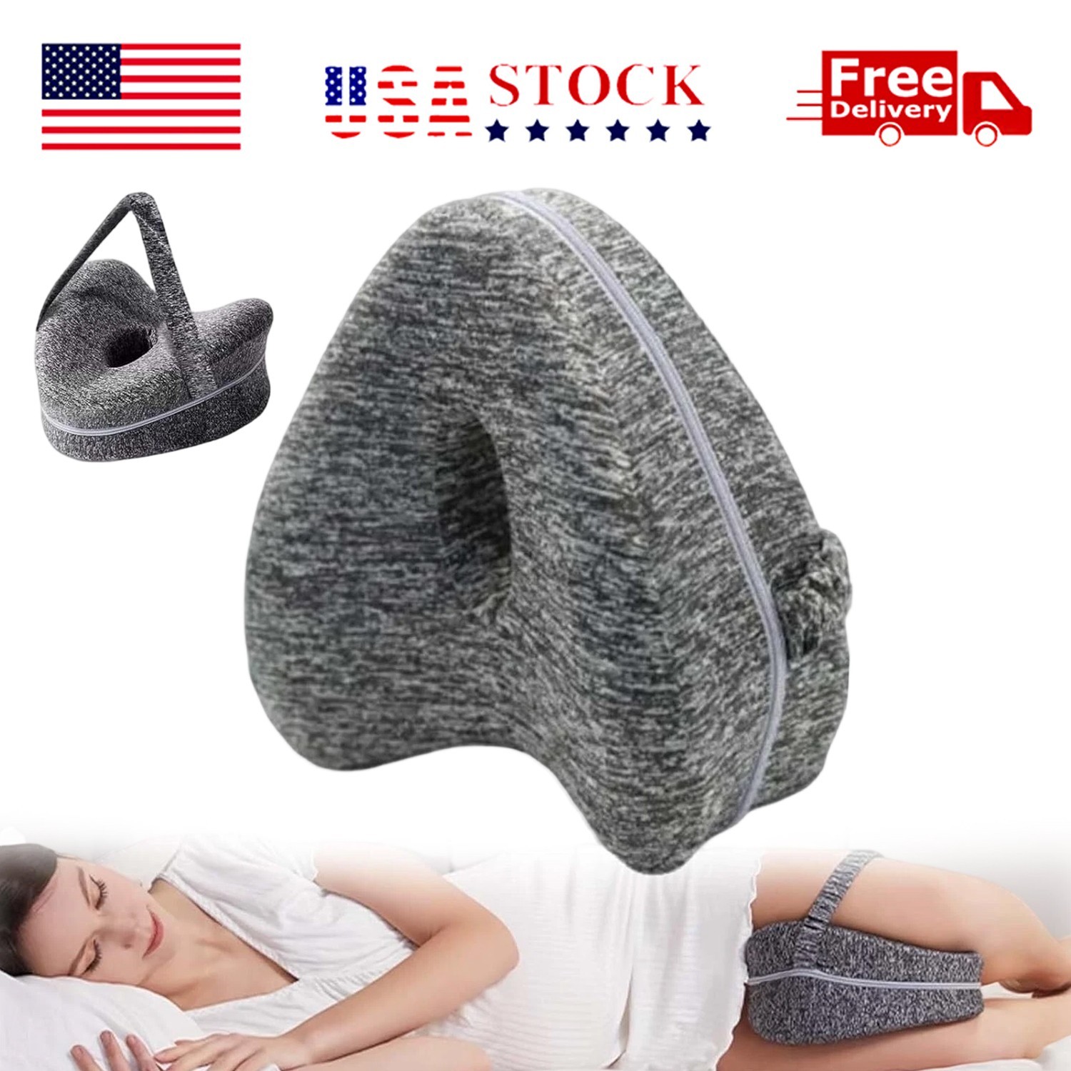 Memory Foam Knee Pillow for Side Sleepers Sciatica Hip Joint Back Pain Relief gallery