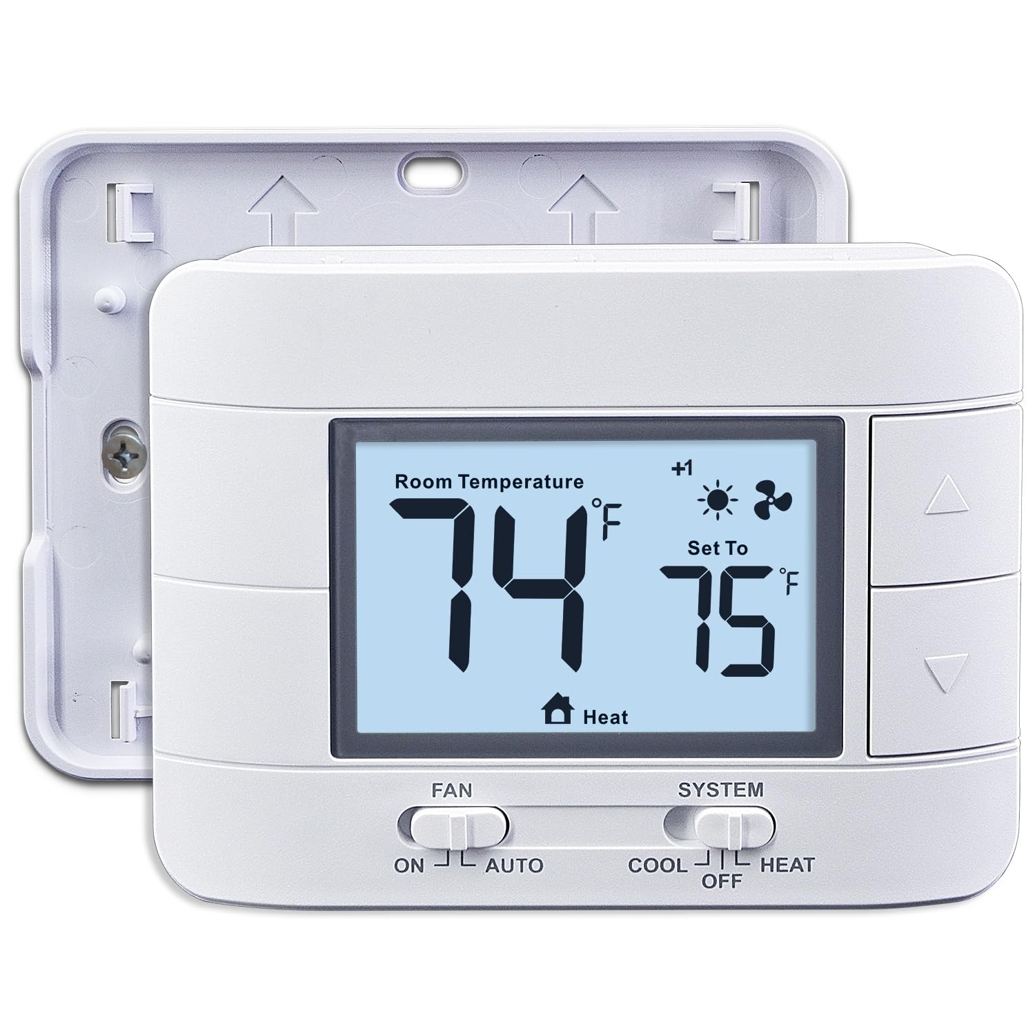Non-Programmable Thermostats for House, up to 2 Heat/ 2 Cool, with Room Temperat gallery