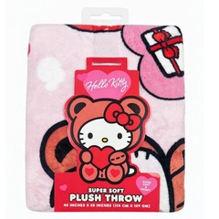 Hello Kitty Valentine Plush Throw Blanket Pink Hearts Love 45×55 inch Soft New