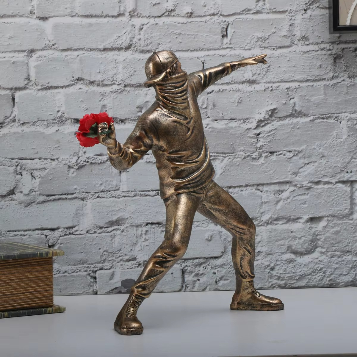 Banksy Flower Thrower Statue | Decor Figurine 21.5cm/8.46in gallery