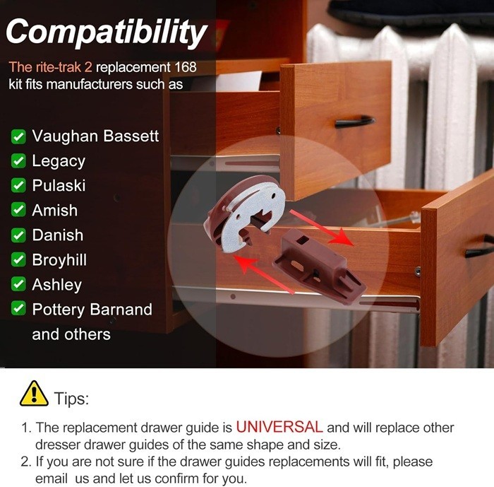 Drawer Slides for Kenlin Rite-Trak II Replacement 168 Track Guides, 5 Sets of Ri gallery