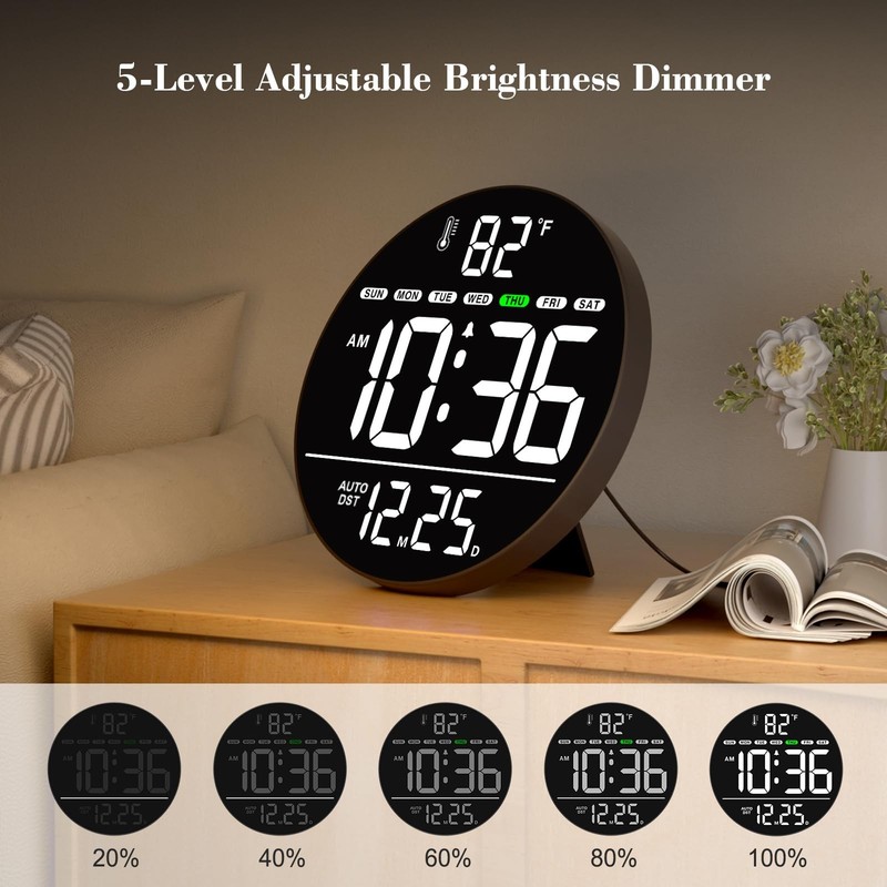 WallarGe Large Digital Wall Clock with LED Display, Electric Wall Clock with ... gallery