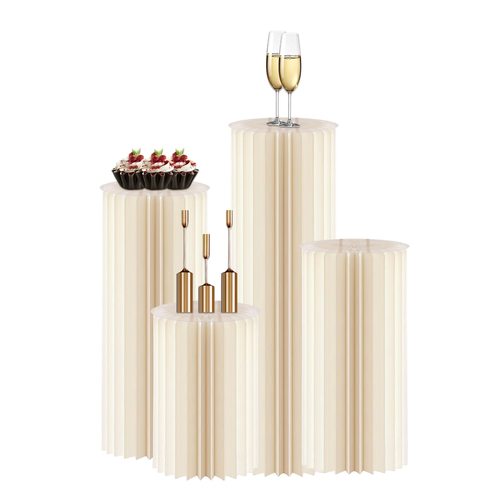 ** NEW 4-Pack Pedestal Stands | Foldable Columns | 120 lb Capacity | Acrylic Top gallery