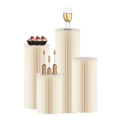 ** NEW 4-Pack Pedestal Stands | Foldable Columns | 120 lb Capacity | Acrylic Top