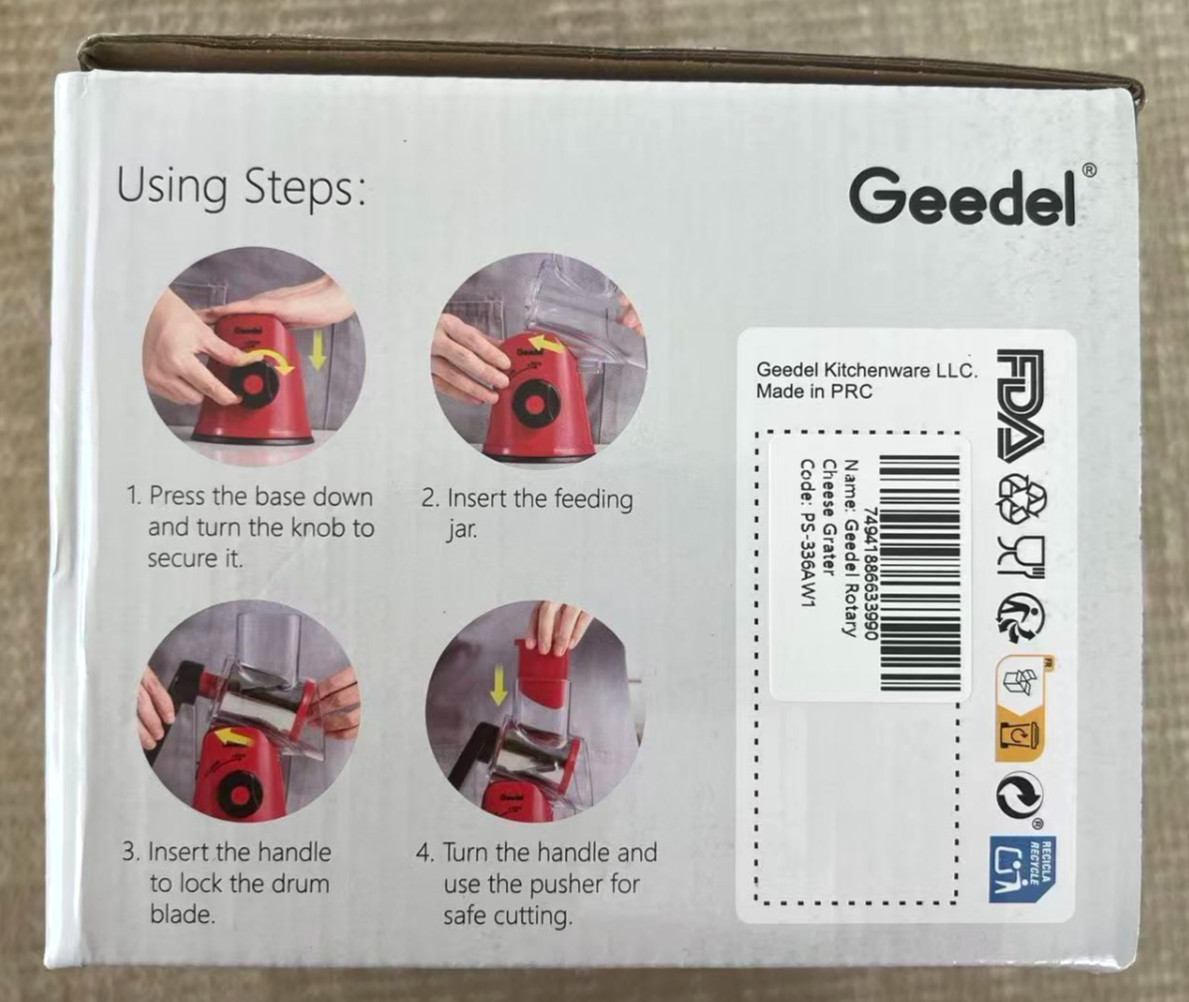 Geedel Rotary Cheese Grater, Kitchen Mandoline Vegetable Slicer with 3 Interchan gallery