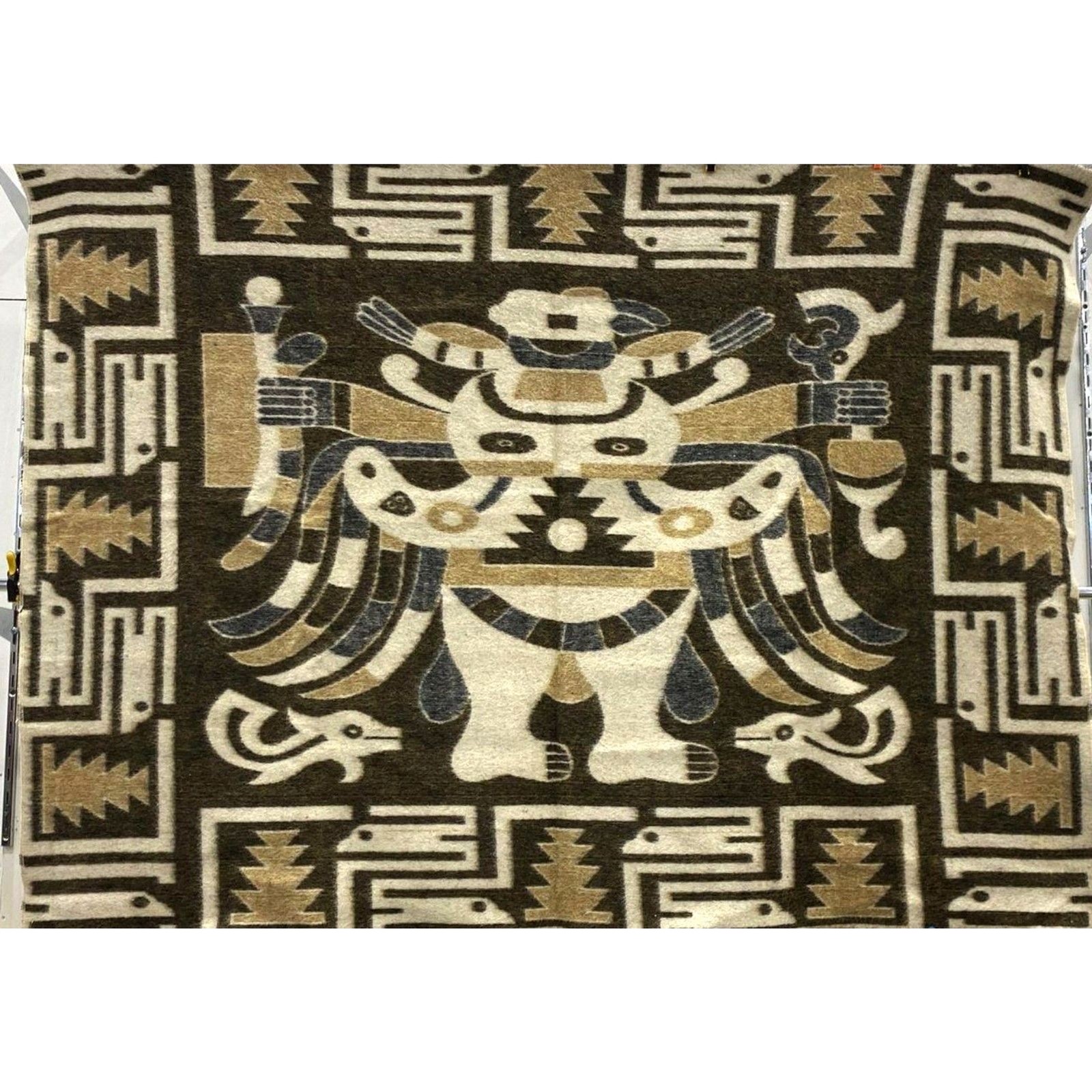 Wool Alpaca Peruvian Blanket Wiracocha god motif Andean pattern size 63.5"x83" gallery
