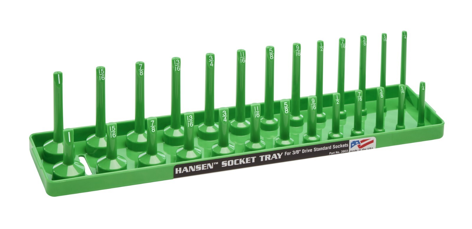 Hansen Global 3/8" Drive Socket Tray Holder SAE Inch Standard Deep USA Green gallery