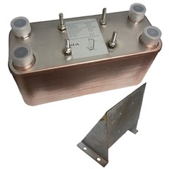 5″x12″ Brazed 60 Plate Heat Exchanger [1″ MPT] w/Mounting Bracket
