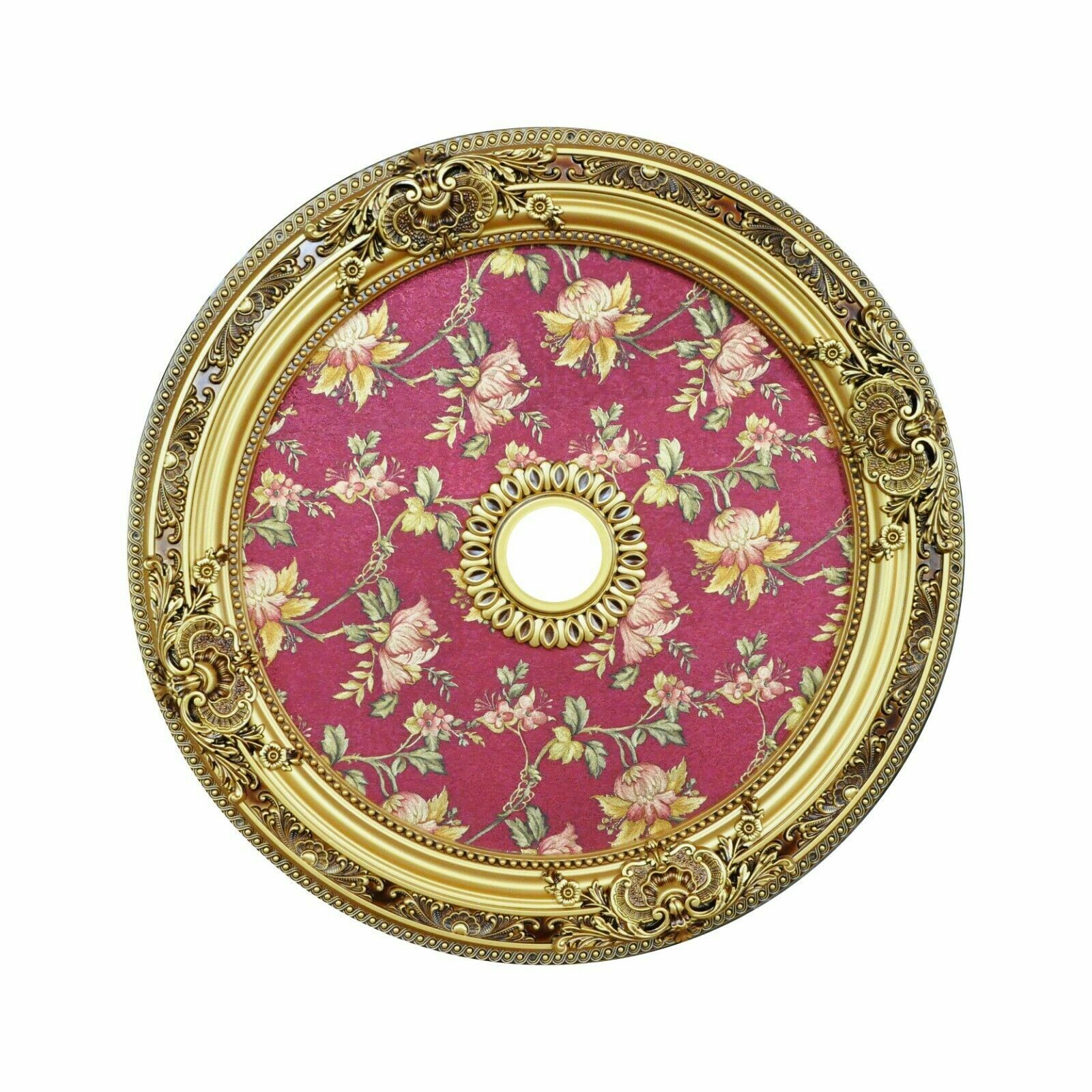 36" ROUND CHANDELIER CEILING MEDALLION RED WILD FLORAL FOYER DINING ROOM BEDROOM gallery