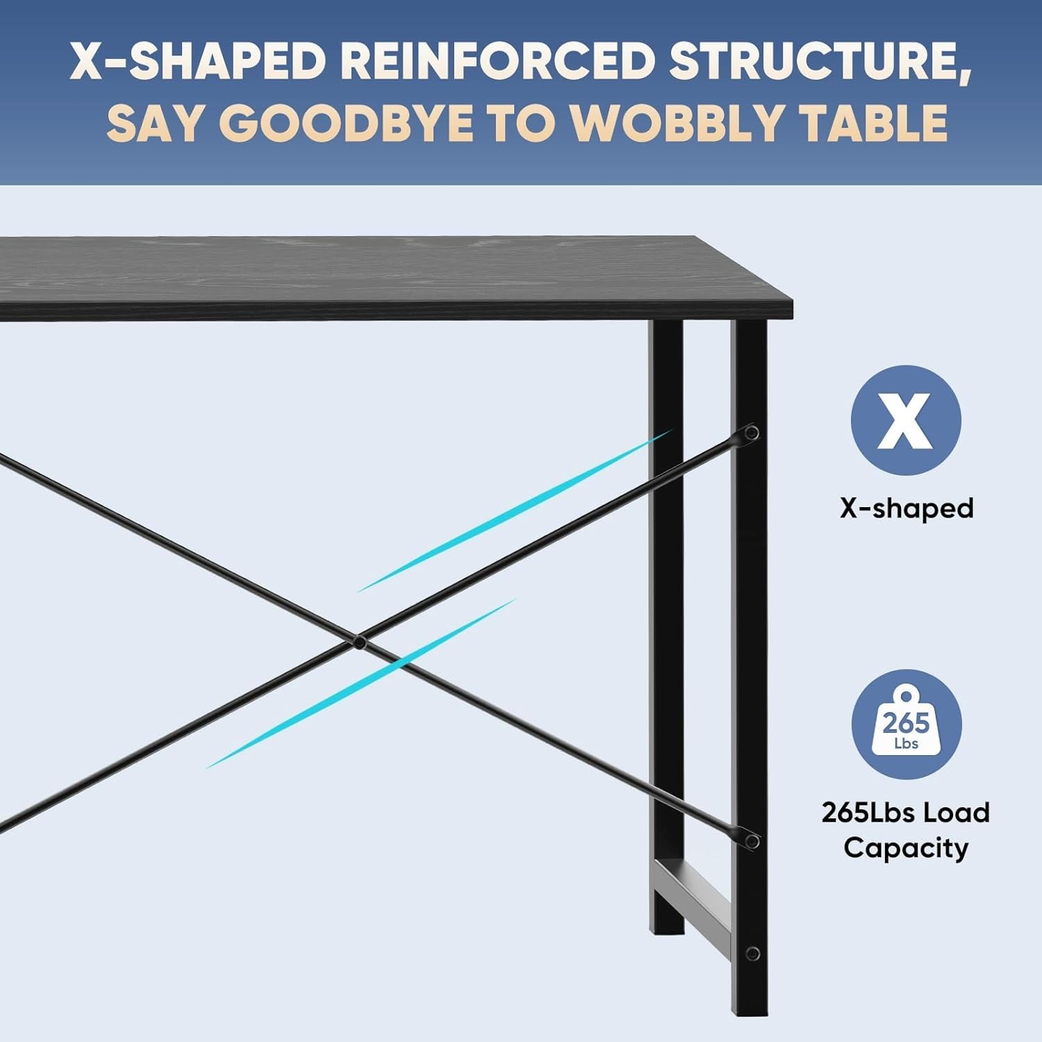 DUMOS 44" Computer Desk Home Office Study Writing X-Shaped Reinforcement Black gallery