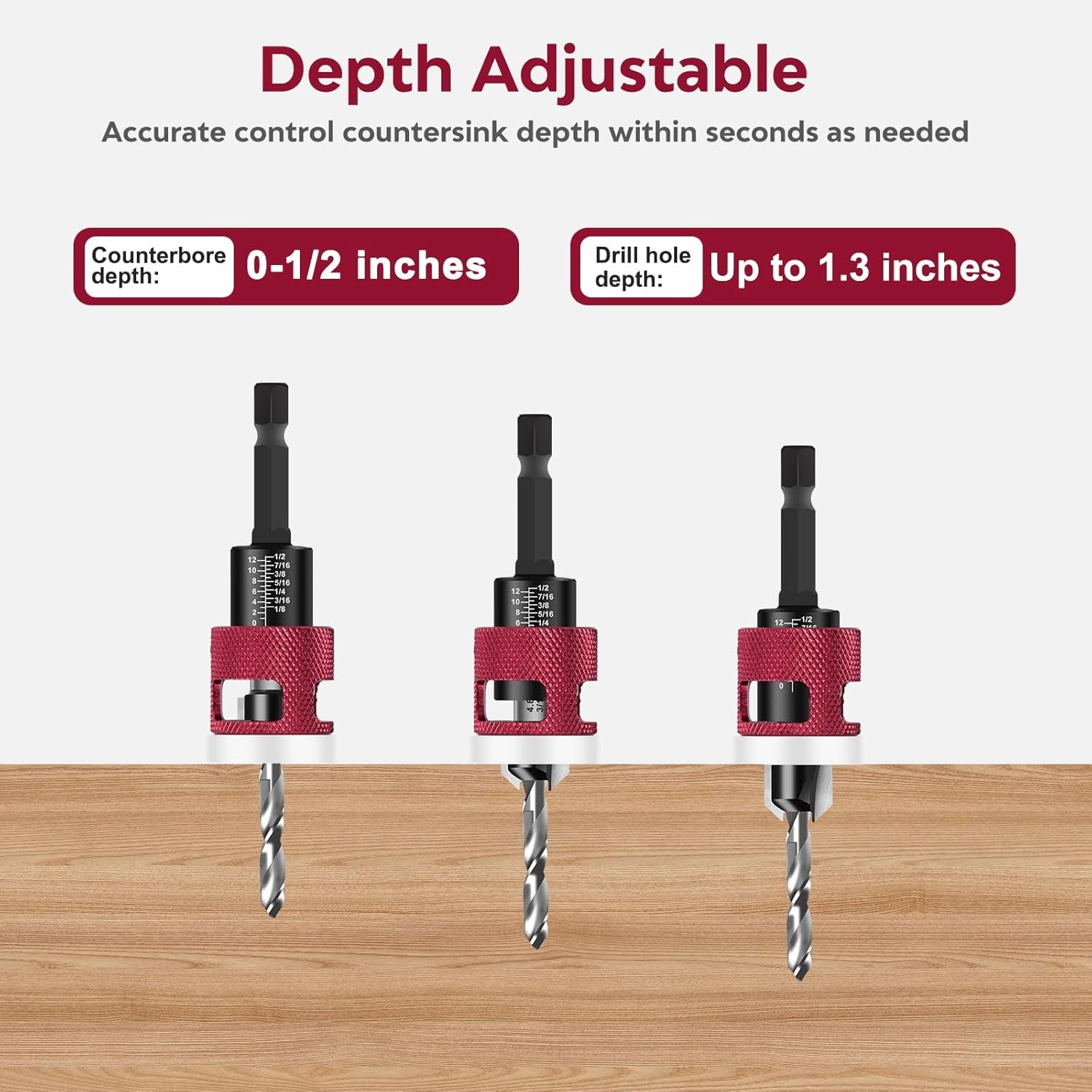 Countersink Drill Bit Set 7 PCS HSS Tapered Bits for Woodworking Projects gallery