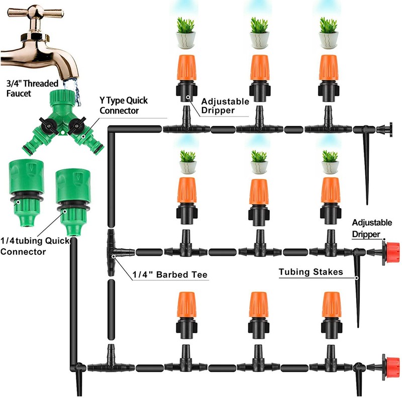 149-298pcs Micro Drip Irrigation System Kit Plant Garden Watering Hose Sprayer gallery