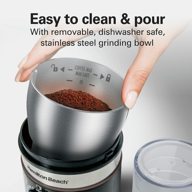 Hamilton Beach Custom Grind 5 Setting Coffee Grinder Brew 14-Cups 80393FG gallery