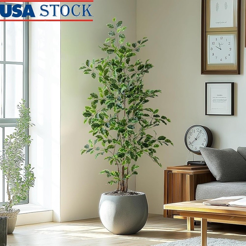 Artificial Ficus Tree Indoor Null Maintenance Lifelike Leaves Decorative Planter gallery
