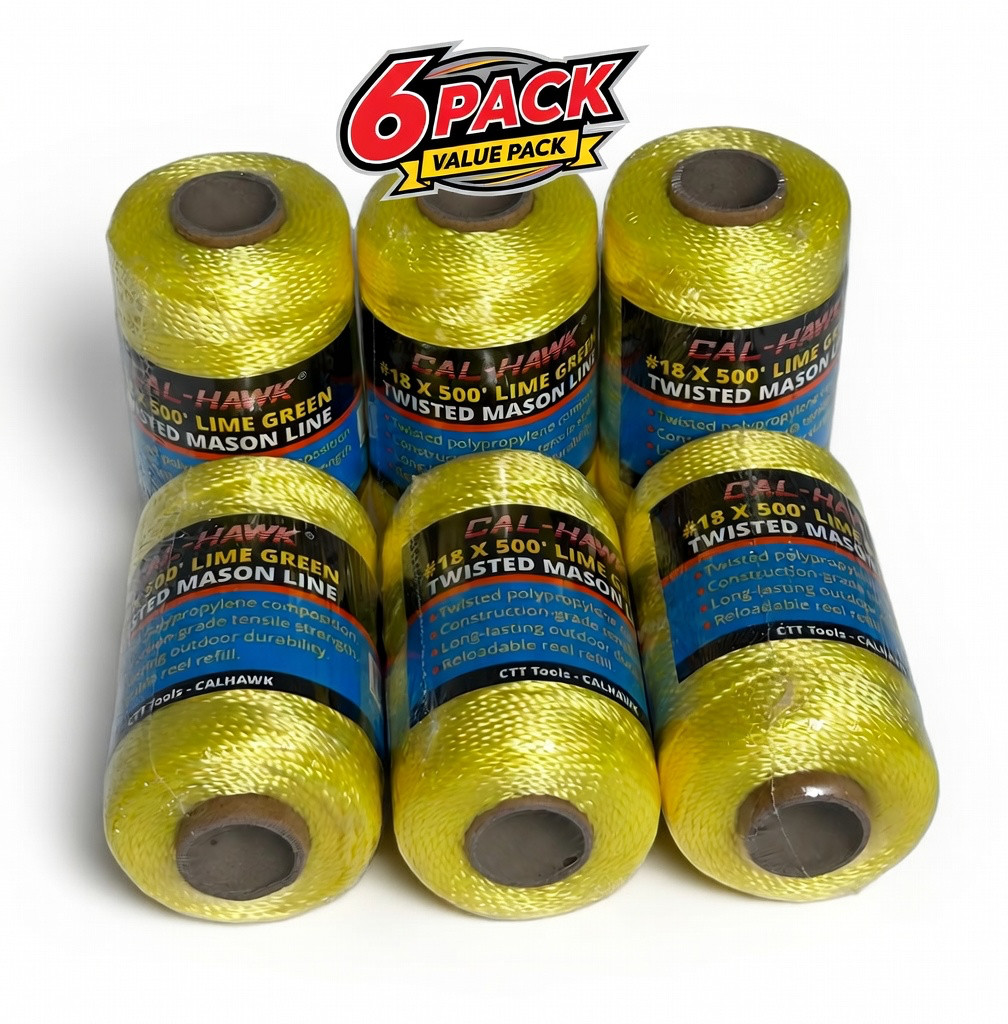 Yellow Mason Line String Line - #18 Braided Nylon String 3000 Ft Length, 6 Pack gallery