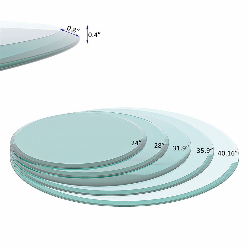 30" Round Tempered Glass Table Top, 2/5" Thick, Beveled Polished Edge gallery