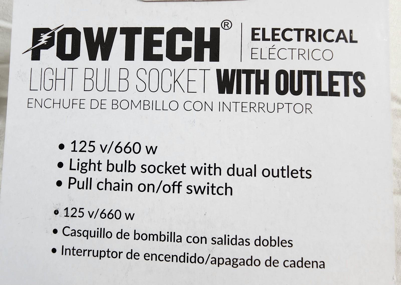 Light Bulb Socket Adapter w/ Dual Outlet Pull Chain On/Off 125V 660W Ivory gallery