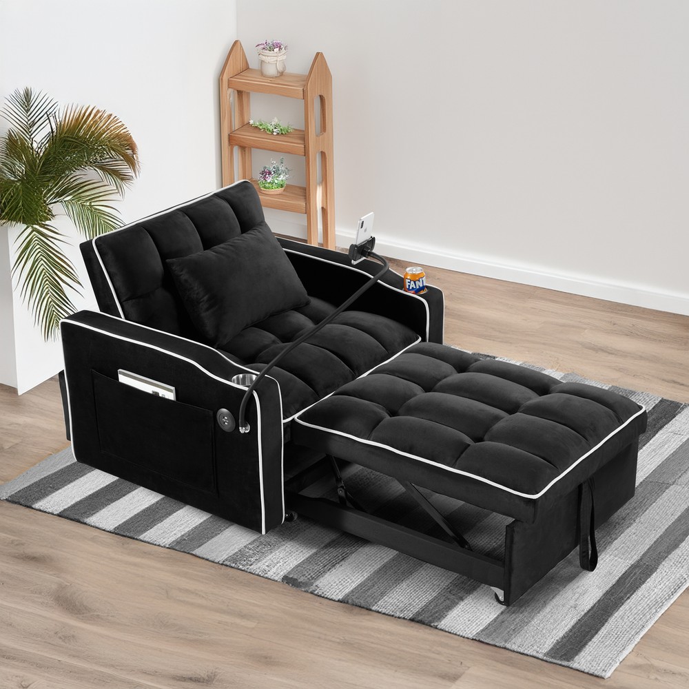 Convertible Sleeper Chair Sofa Bed Pull Out Chair Bed Daybed for Small Spaces