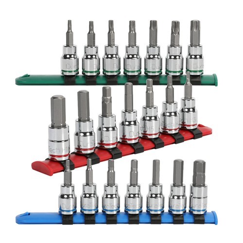 DURATECH 21PC Bit Socket Set 3/8'' Drive Torx Allen Bit Socket S2 Bit Metric SAE