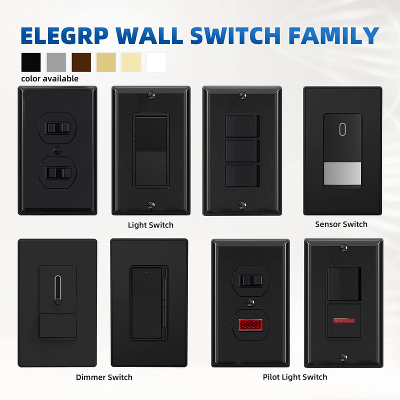 Decorator Triple Rocker Switch, Single Pole Electrical Paddle, 15A 120V In-Wall gallery