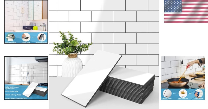 Glossy White Kitchen Backsplash Tile - 102pcs gallery