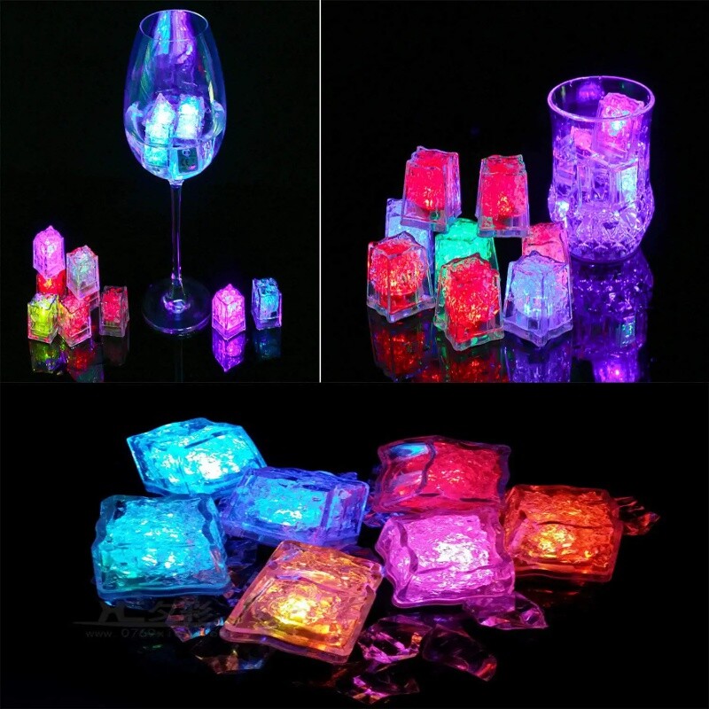 12 Light Up Led Ice Cube Multi Color Or Rainbow Flashing With On/Off Button gallery