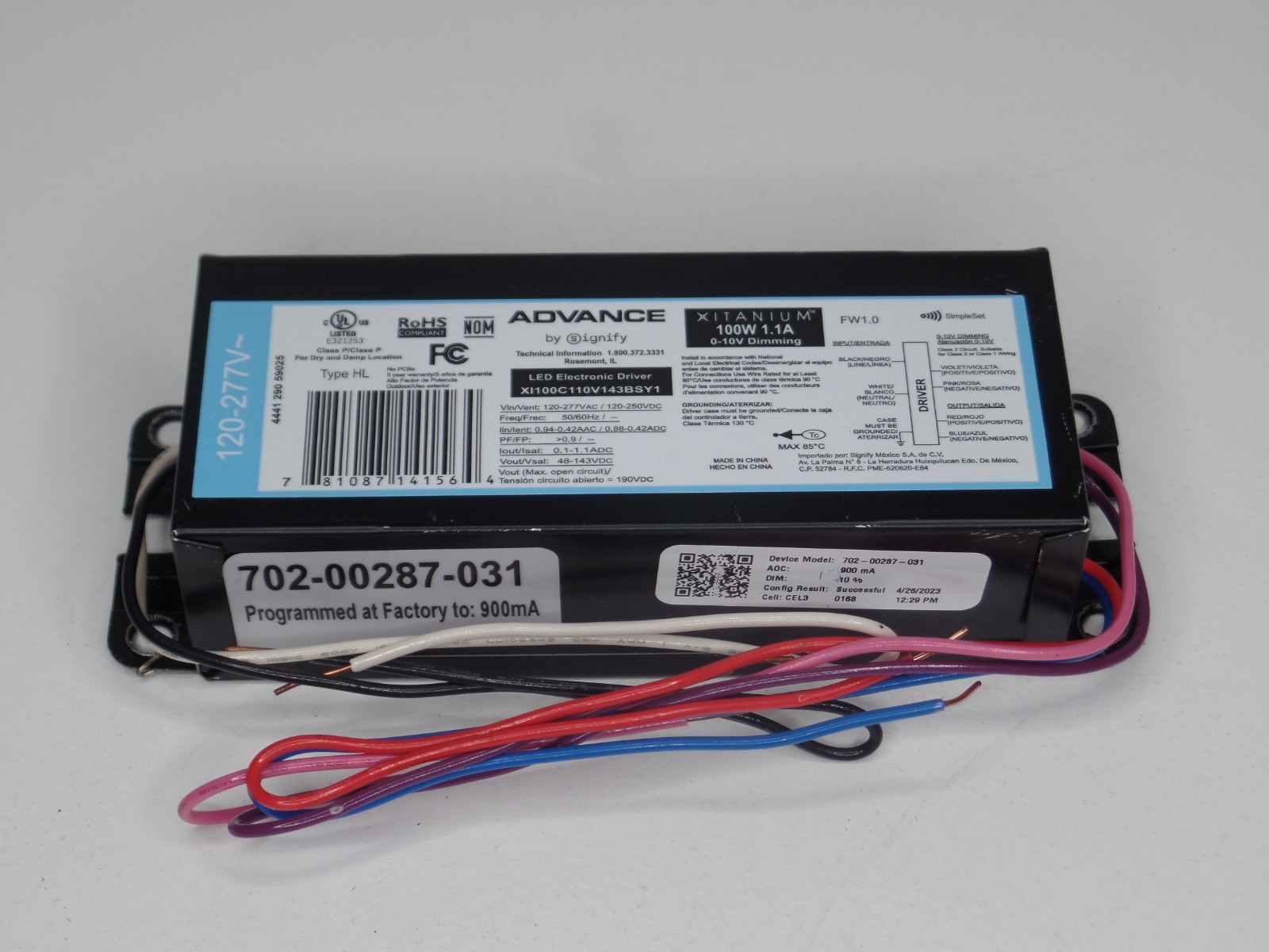 Advance Dimmable LED XI100C110V143BSY1 Electronic Driver 100W 1.1A 120/277VAC gallery