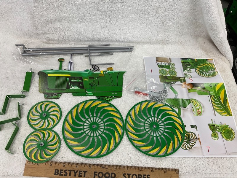 Garden Wind Spinner, John Deere 4020 Tractor Windmill Stake with Rotating Wheels gallery