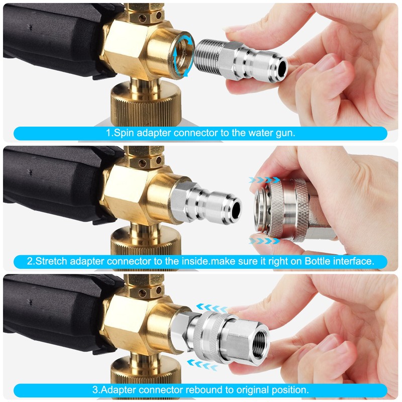 4x Pressure Washer Quick Connect Fitting 3/8 Inch Male and Female Thread Adapter gallery