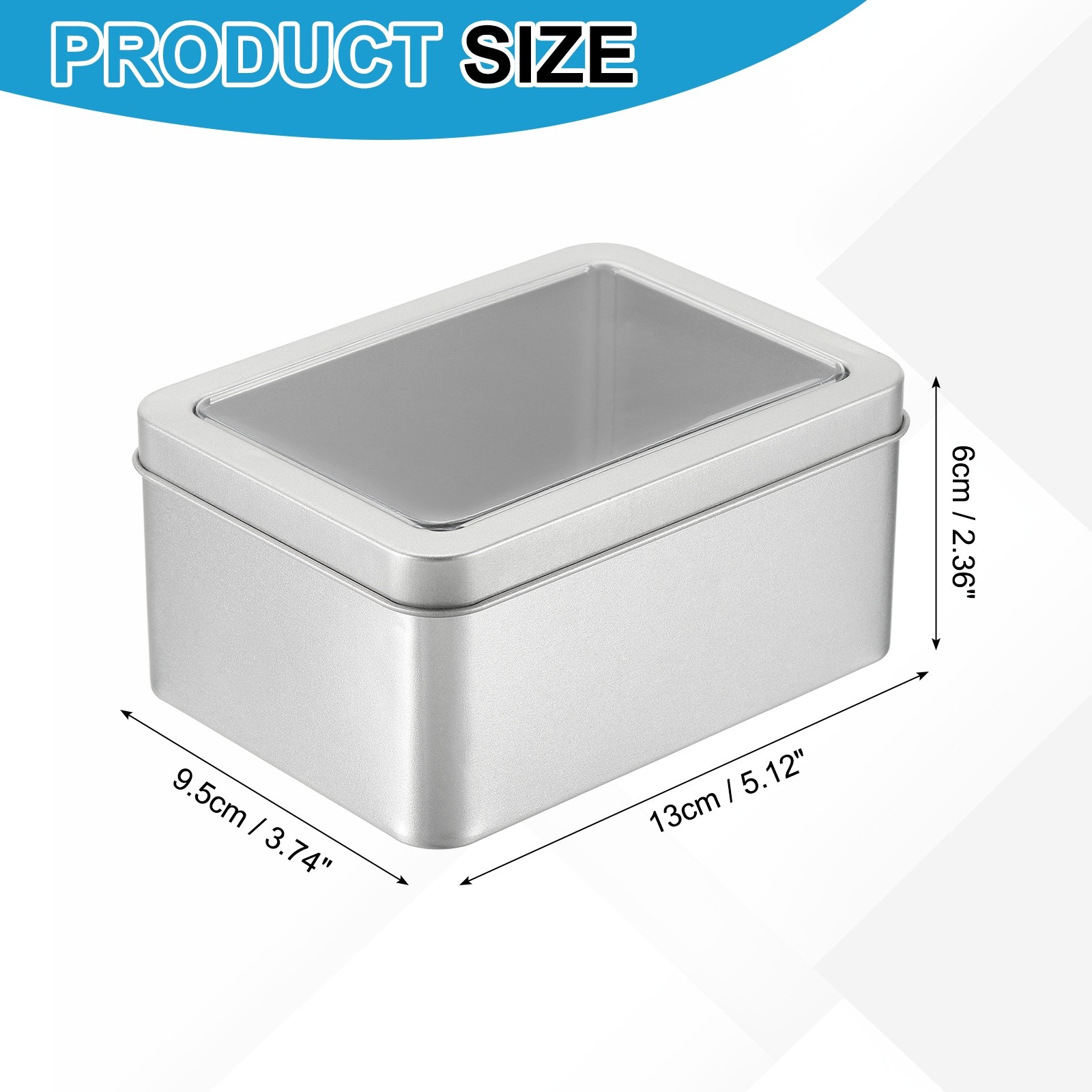 5.1 x 3.7 x 2.4 Inch Rectangular Storage Tins Box with Lid Window gallery