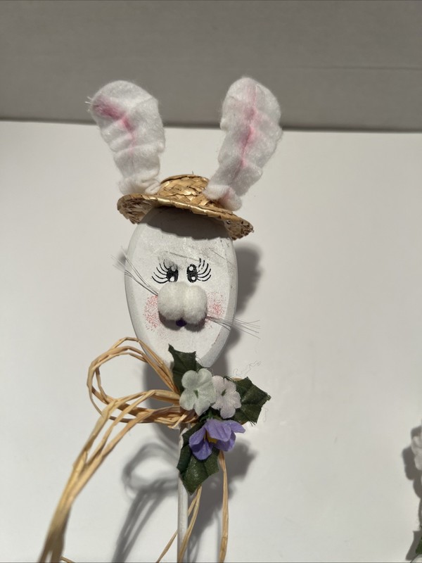2- Handmade Easter Bunny Plant Stakes Arrangement Egg Bunnies Mr&Mrs Rabbits gallery