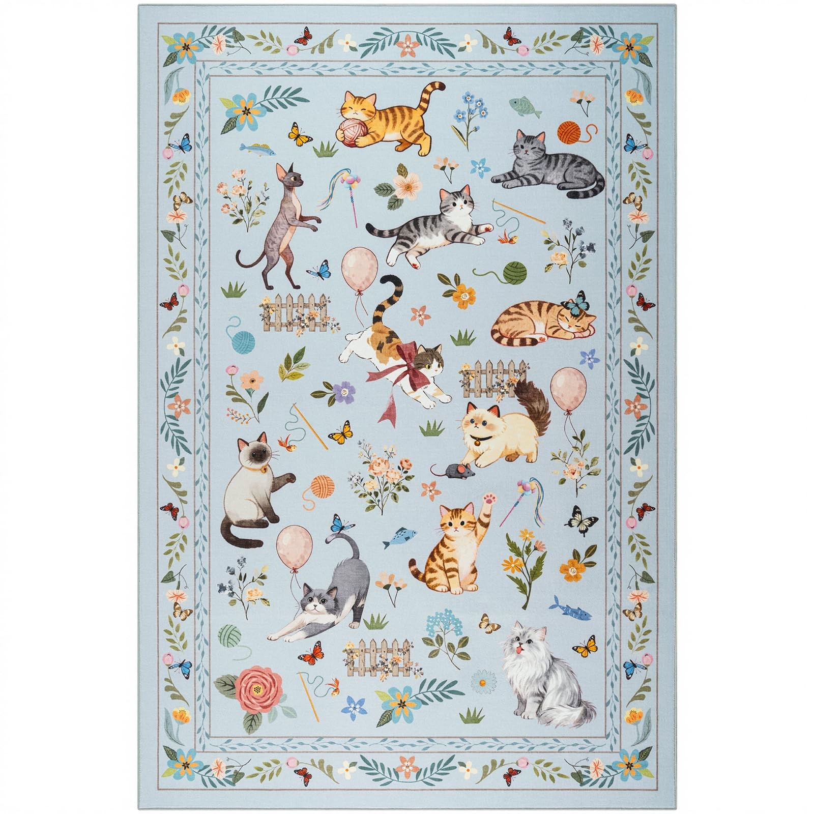 2x3 Ft Small Light Blue Grey Washable Cat Area Rug Door Mat Indoor Entryway gallery