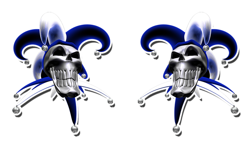 Jester Evil Clowns Sticker Decal Blue Purple Red Yellow Orange Green 5" CLOSED gallery