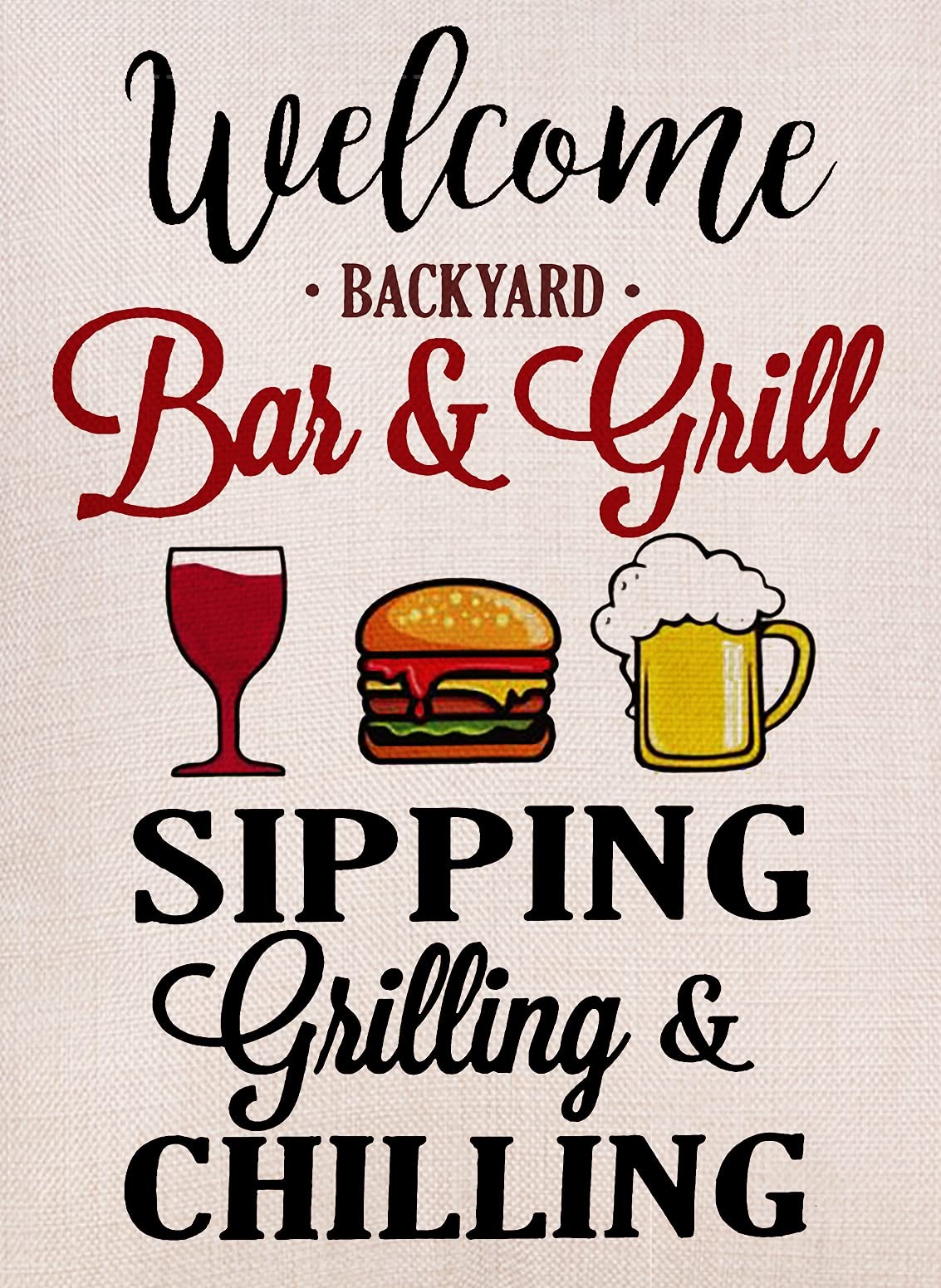 Welcome Backyard Party Garden Flag Vertical Double Sized Sipping Grilling and... gallery