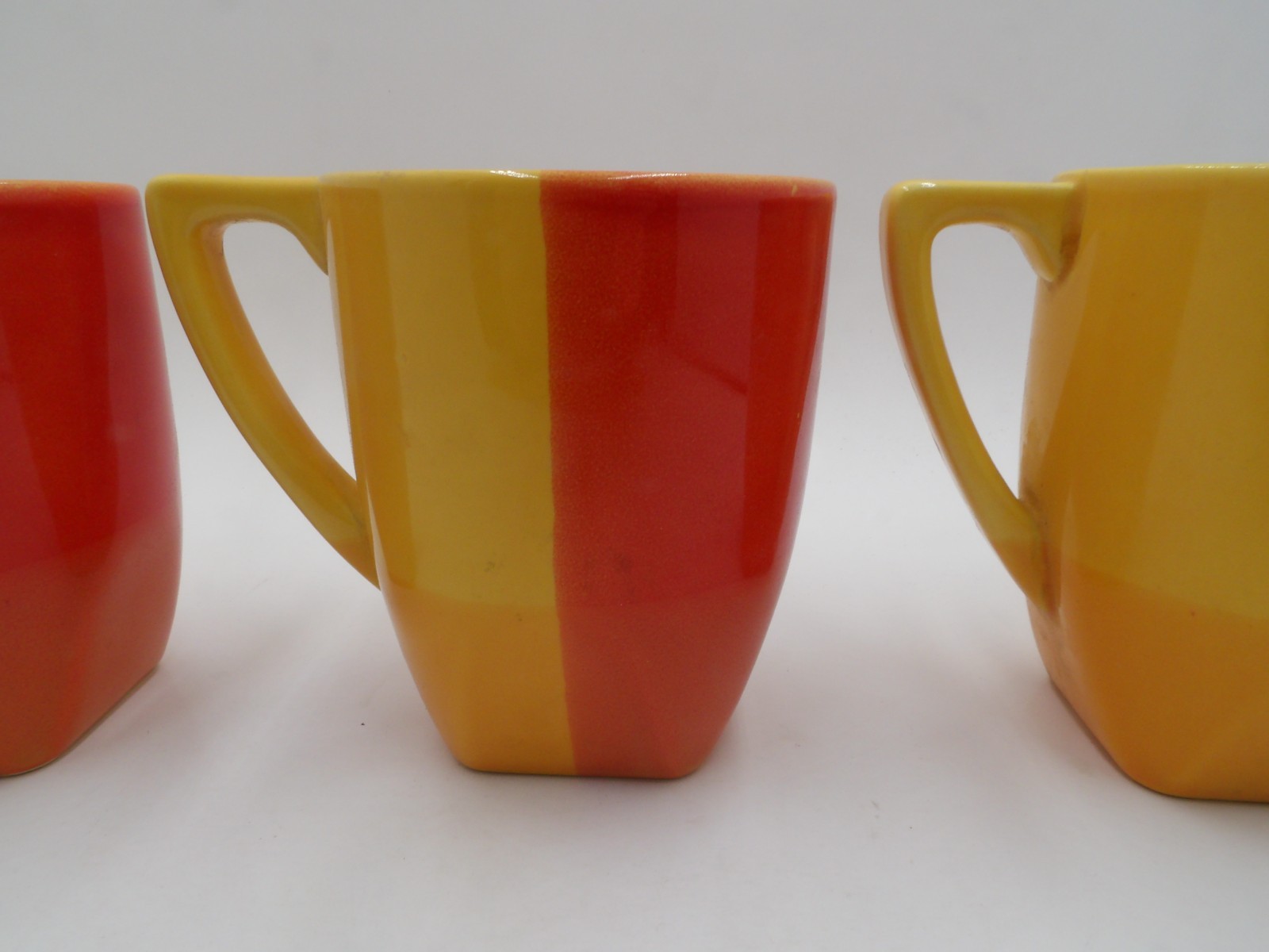 Colortone Stoneware Coffee Mugs Red Orange Yellow Set Of 3 gallery