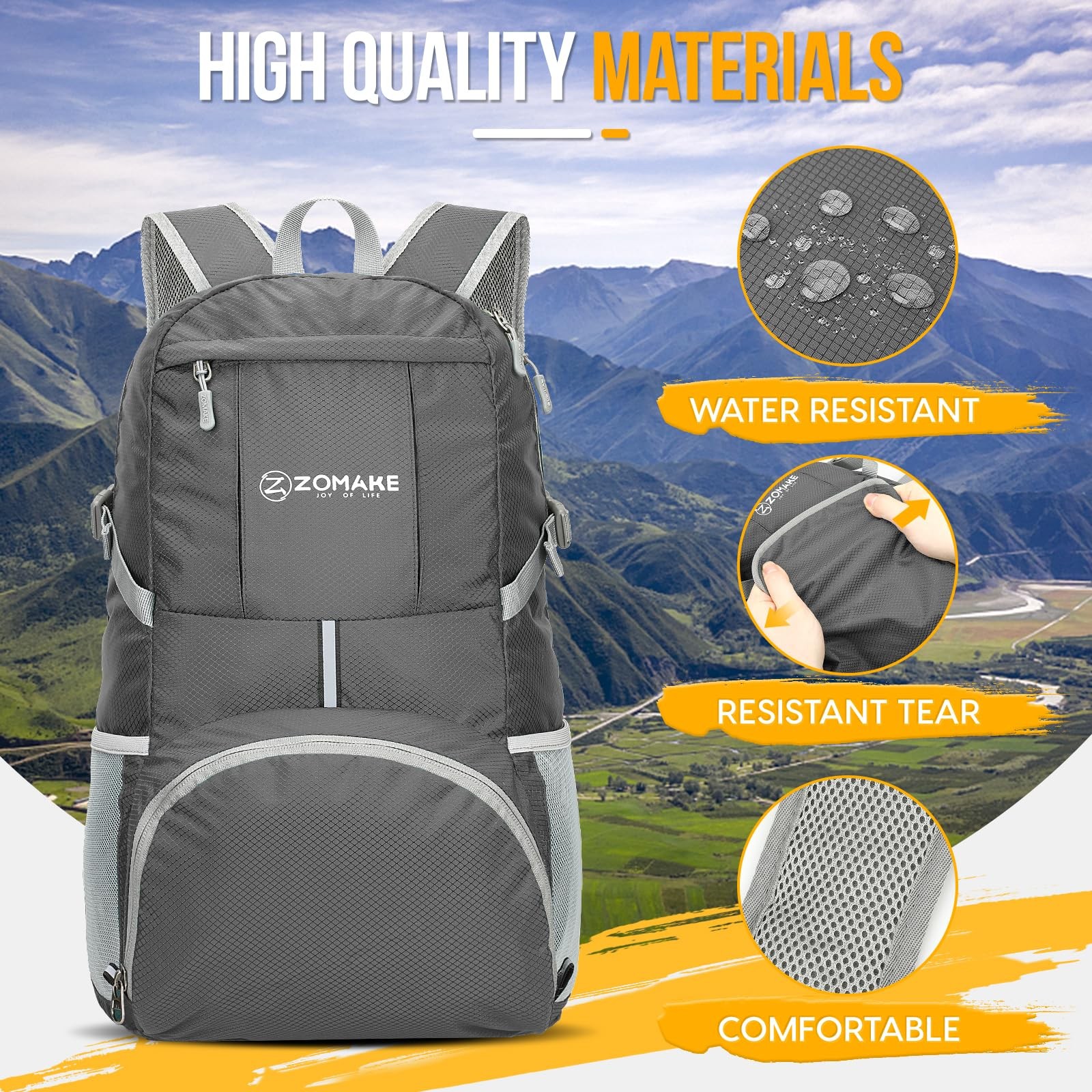 Lightweight Packable 35L Backpack, Water Resistant Collapsible Hiking Day Pack 5